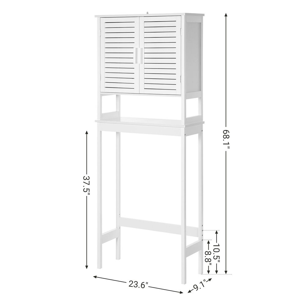 Over The Toilet Storage Cabinet | Louvered Doors With Open Shelf
