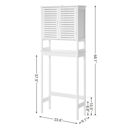 Over The Toilet Storage Cabinet | Louvered Doors With Open Shelf