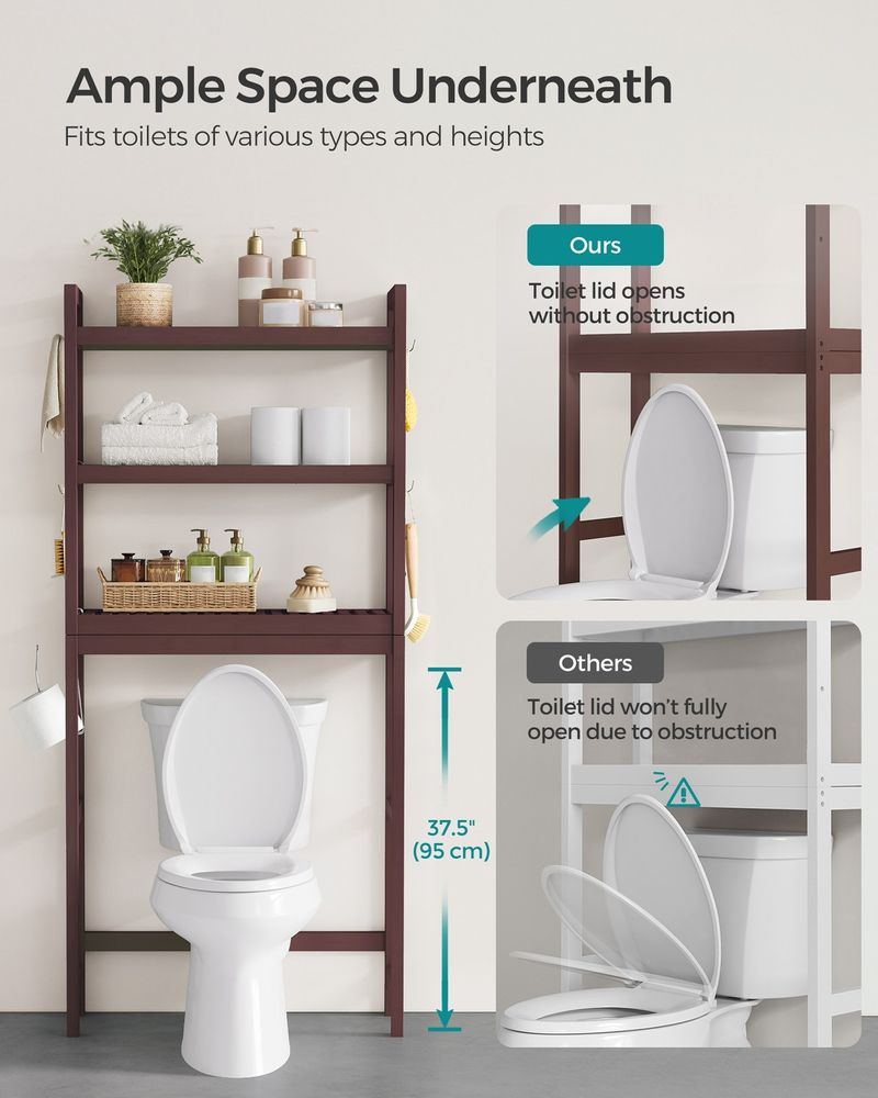 Over The Toilet Storage Shelf | Three Tier Bathroom Organizer