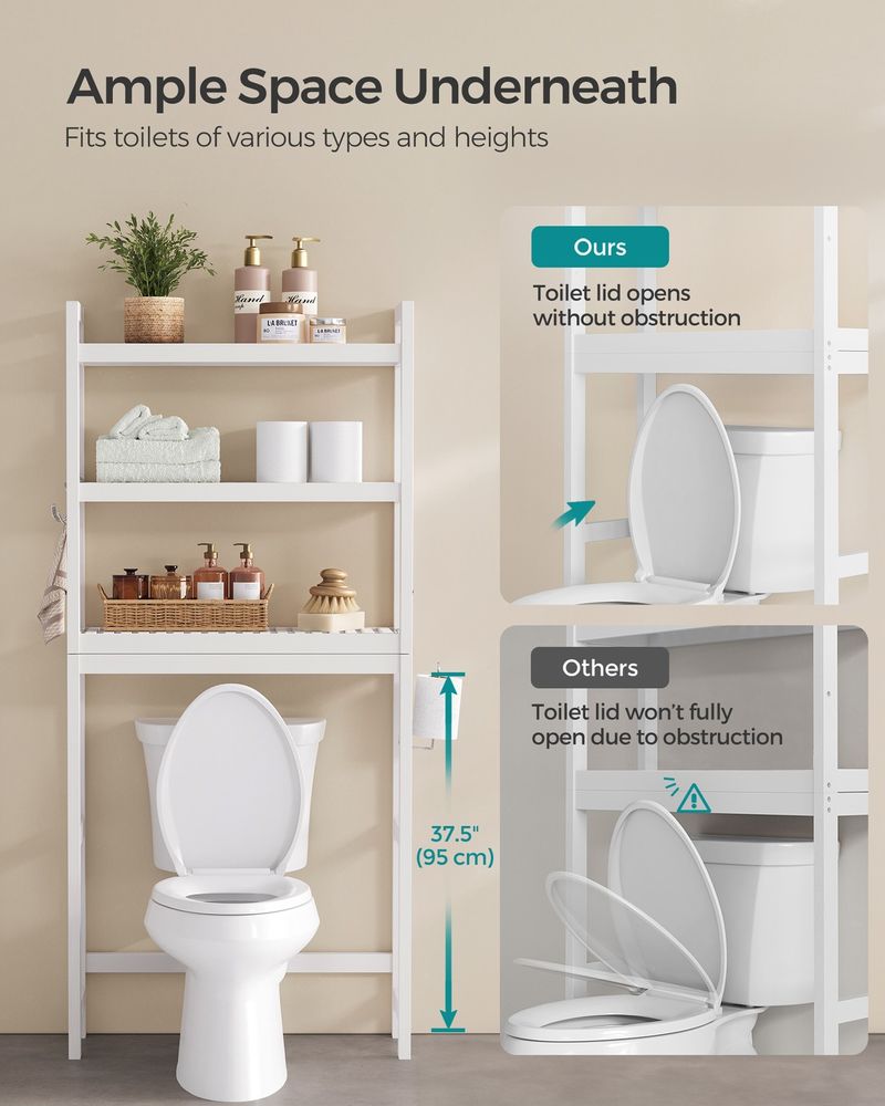 Over The Toilet Storage Shelf | Three Tier Bathroom Organizer