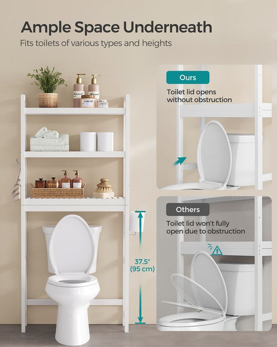 Over The Toilet Storage Shelf | Three Tier Bathroom Organizer