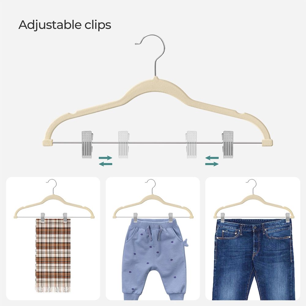 Velvet Pants Hangers | Adjustable Clips For Skirts And Trousers
