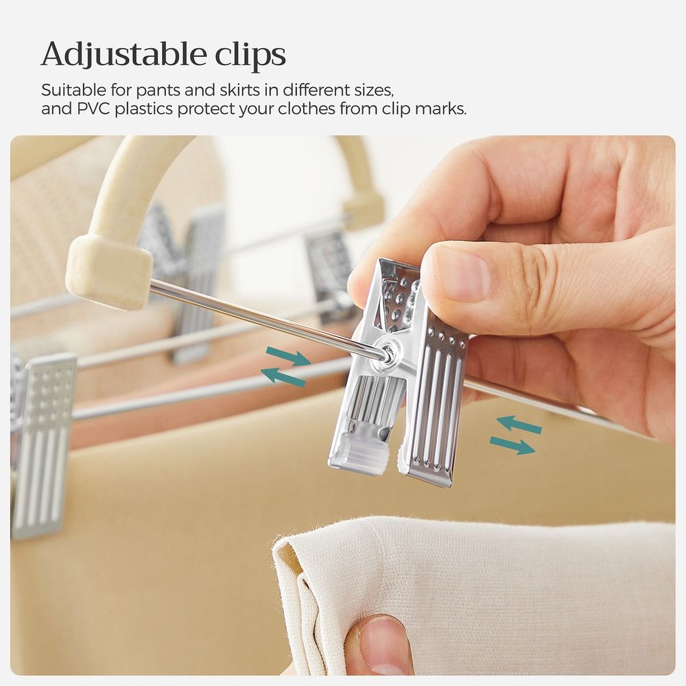 Velvet Pants Hangers | Adjustable Clips For Skirts And Trousers