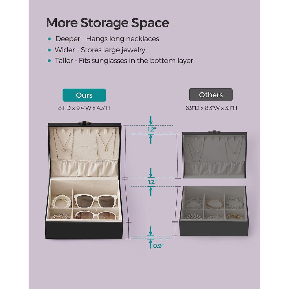 Jewelry Box Organizer | Metal Handle Storage Case