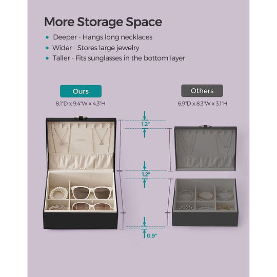 Jewelry Box Organizer | Metal Handle Storage Case