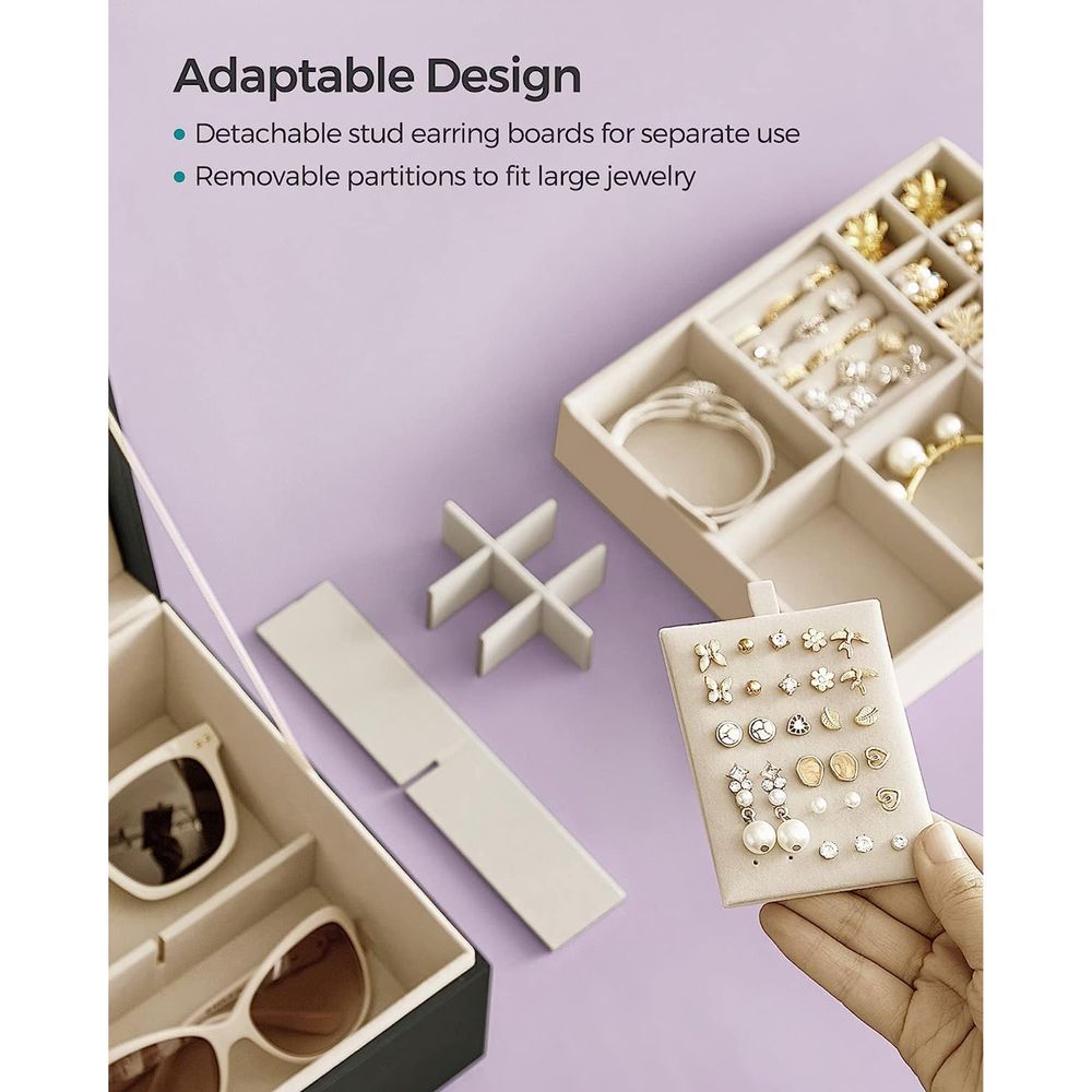 Jewelry Box Organizer | Metal Handle Storage Case