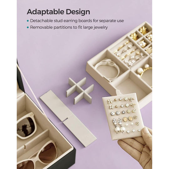 Jewelry Box Organizer | Metal Handle Storage Case