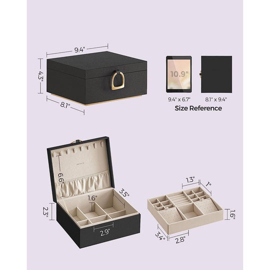 Jewelry Box Organizer | Metal Handle Storage Case