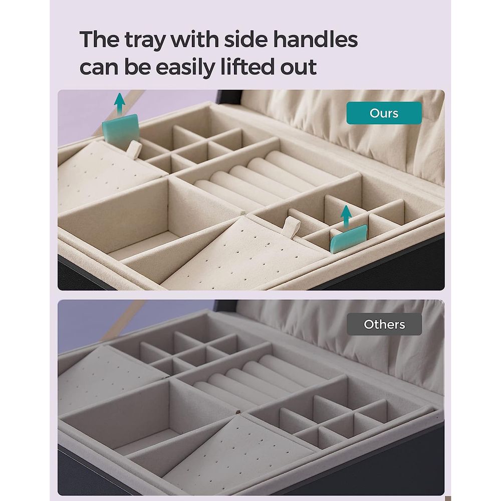 Jewelry Box Organizer | Metal Handle Storage Case