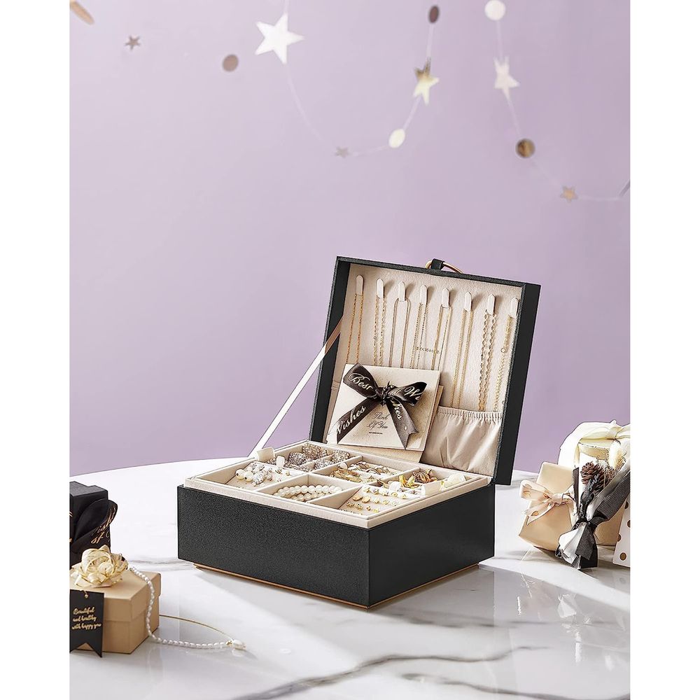 Jewelry Box Organizer | Metal Handle Storage Case