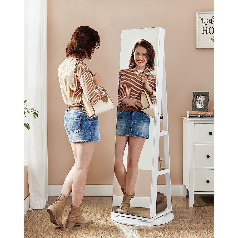 Lockable Jewelry Armoire | Full Length Mirror With Interior Lighting
