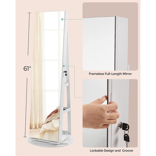 Lockable Jewelry Armoire | Full Length Mirror With Interior Lighting