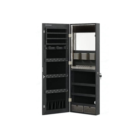 Jewelry Armoire Mirror | LED-Lit Wall or Door-Mounted Organizer