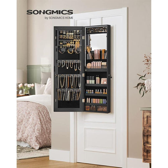 Jewelry Armoire Mirror | LED-Lit Wall or Door-Mounted Organizer