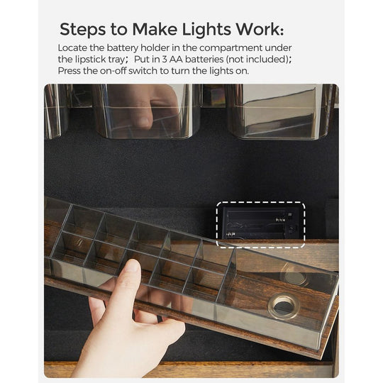 Jewelry Armoire Mirror | LED-Lit Wall or Door-Mounted Organizer