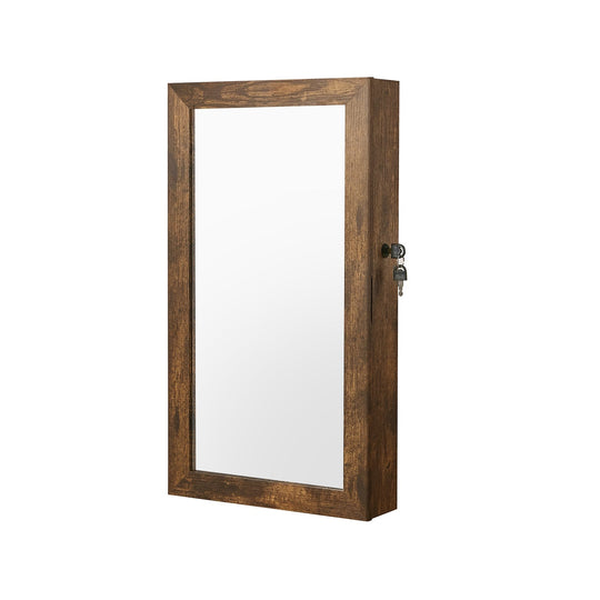 Wall Mounted Jewelry Cabinet | Lockable Mirror With Velvet Interior