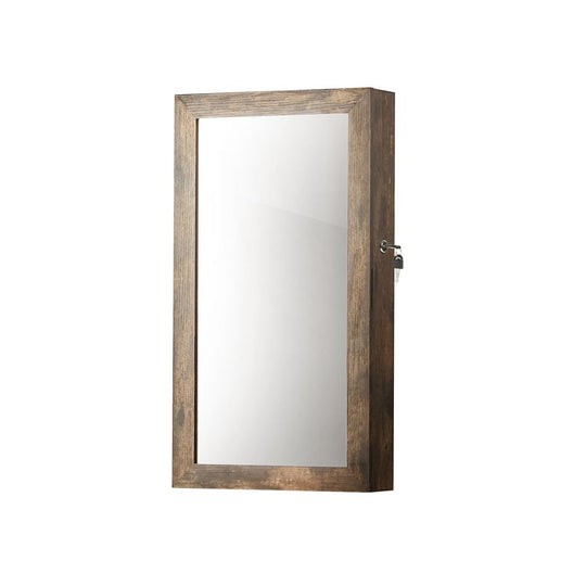 Wall Mounted Jewelry Cabinet | Lockable Mirror With Velvet Interior
