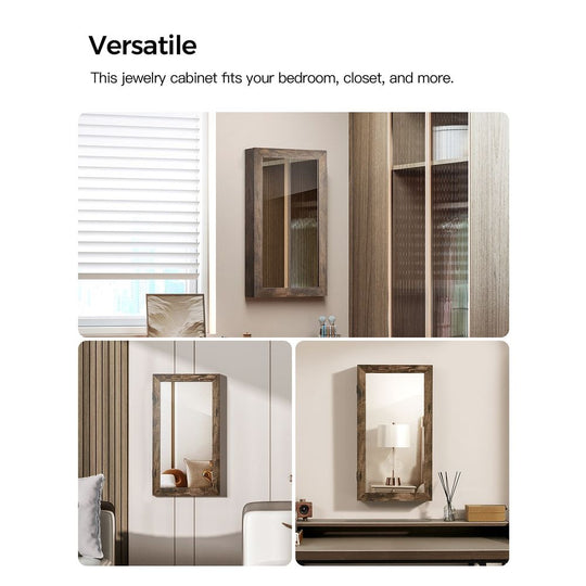 Wall Mounted Jewelry Cabinet | Lockable Mirror With Velvet Interior