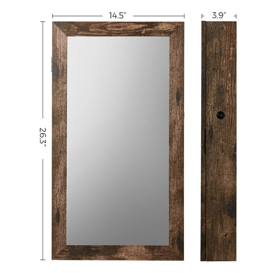 Wall Mounted Jewelry Cabinet | Lockable Mirror With Velvet Interior