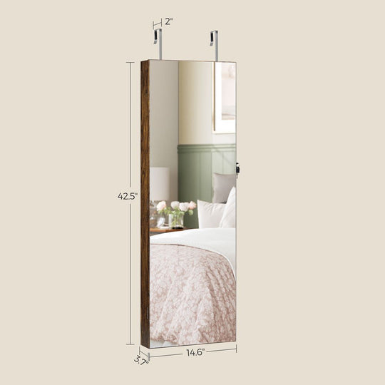 Wall-Mounted Jewelry Armoire | Full-Length Mirror With LED Storage