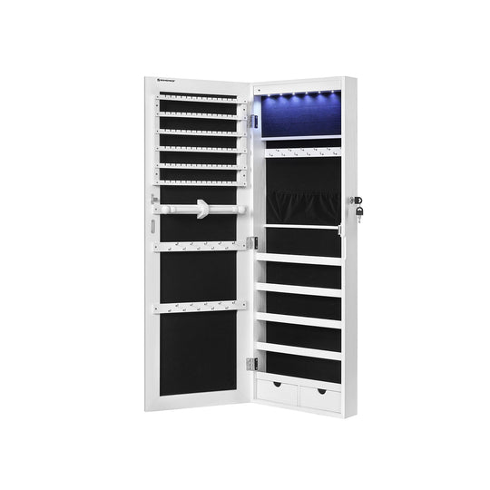Wall-Mounted Jewelry Armoire | Full-Length Mirror With LED Storage