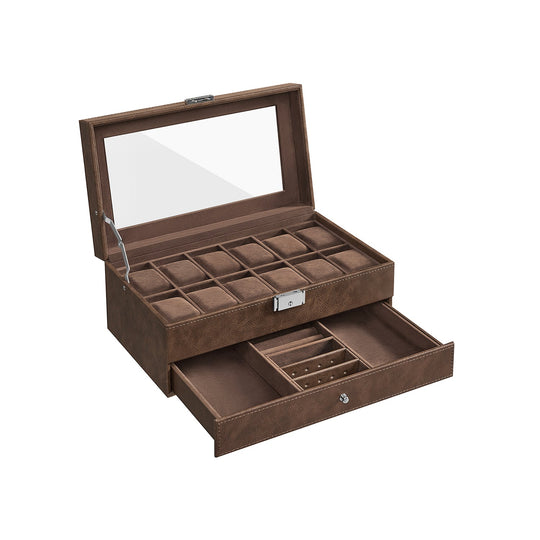 Watch Case Organizer | 6-Slot Glass Lid Storage