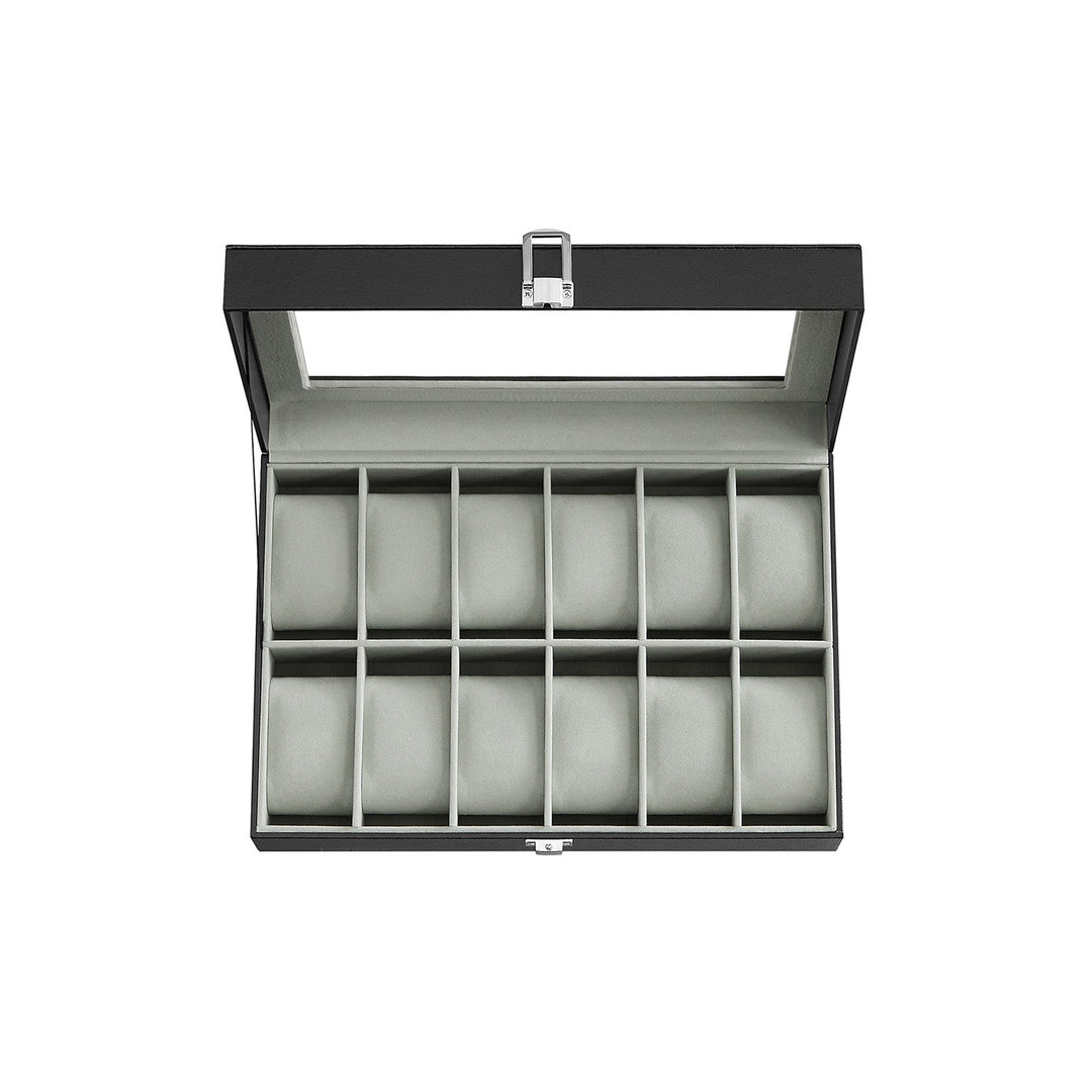 Watch Box Organizer | Glass Lid Display Case With Clasp
