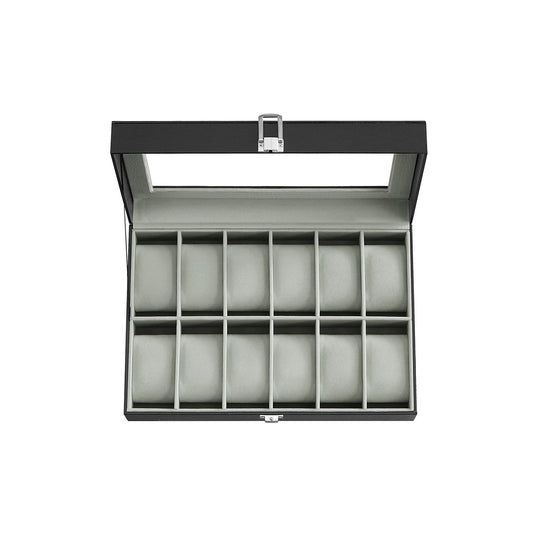 Watch Box Organizer | Glass Lid Display Case With Clasp