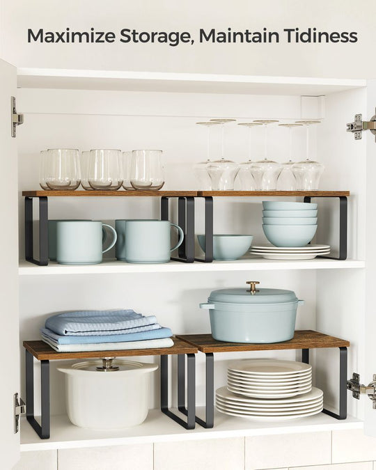 Cabinet Counter Shelves | Set of 2 Kitchen Storage Organizers