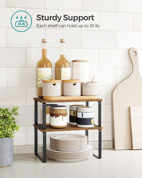Cabinet Counter Shelves | Set of 2 Kitchen Storage Organizers