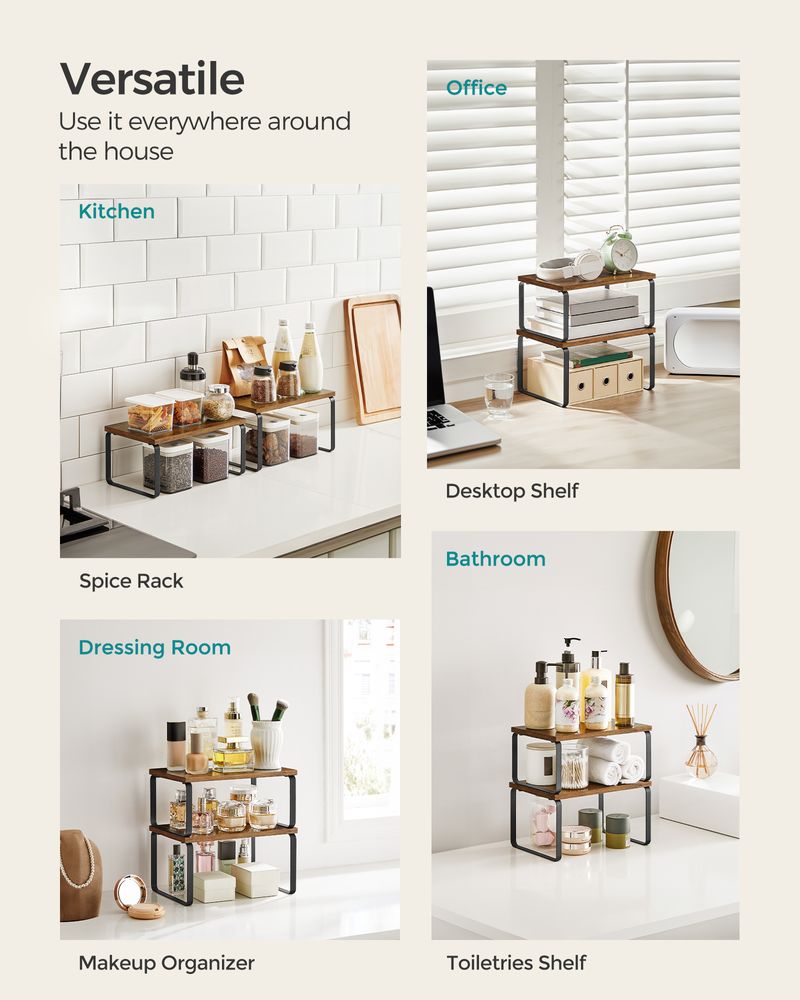 Cabinet Counter Shelves | Set of 2 Kitchen Storage Organizers