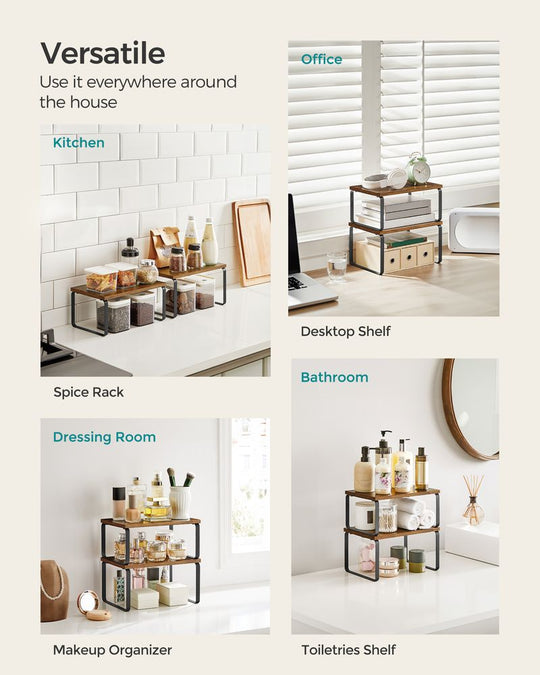 Cabinet Counter Shelves | Set of 2 Kitchen Storage Organizers