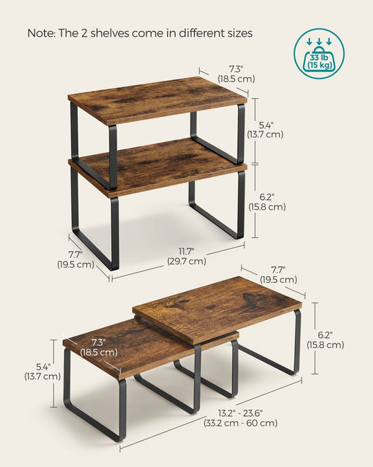 Cabinet Counter Shelves | Set of 2 Kitchen Storage Organizers