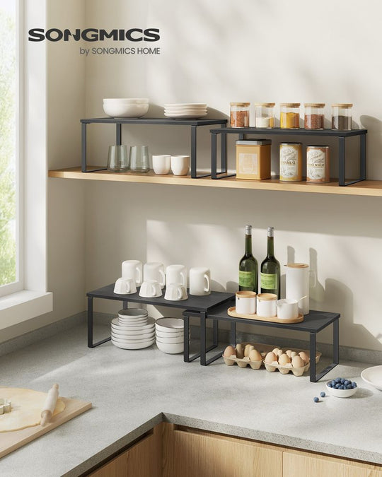 Cabinet Counter Shelves | Set of 2 Kitchen Storage Organizers