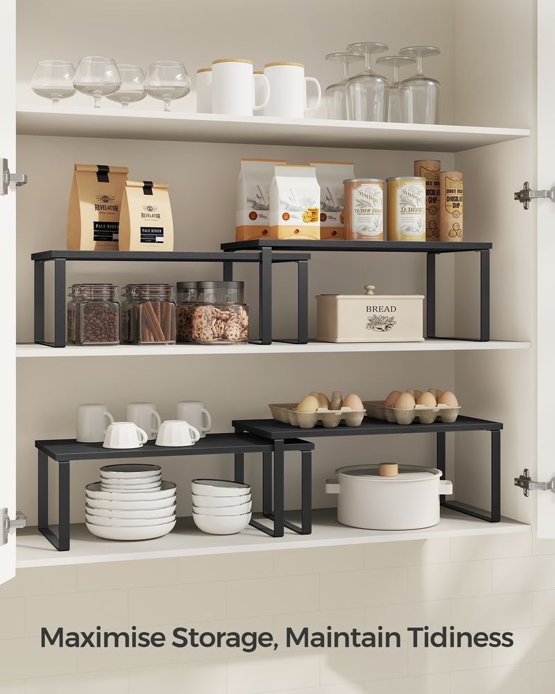 Cabinet Counter Shelves | Set of 2 Kitchen Storage Organizers