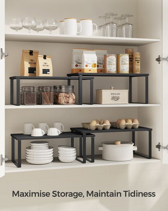 Cabinet Counter Shelves | Set of 2 Kitchen Storage Organizers