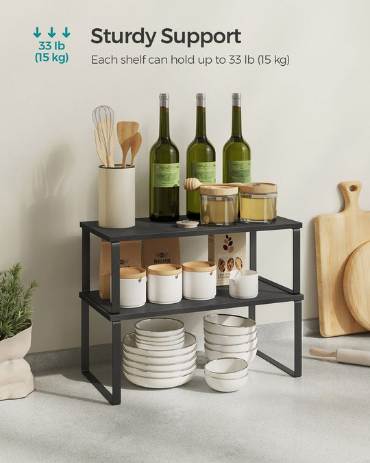 Cabinet Counter Shelves | Set of 2 Kitchen Storage Organizers