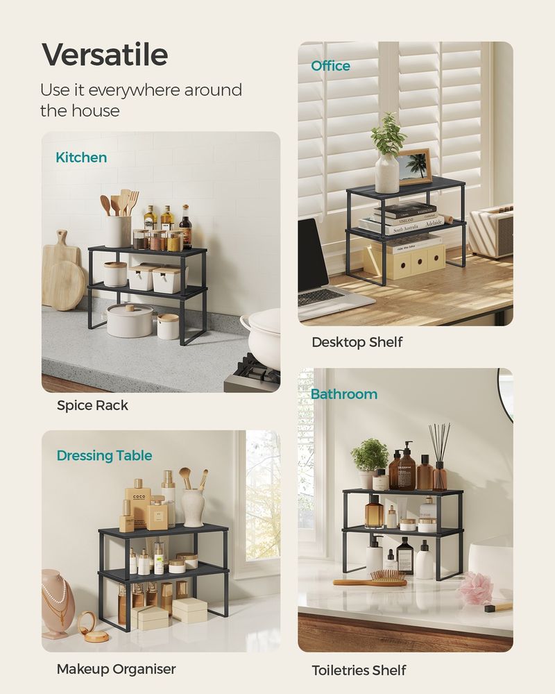 Cabinet Counter Shelves | Set of 2 Kitchen Storage Organizers