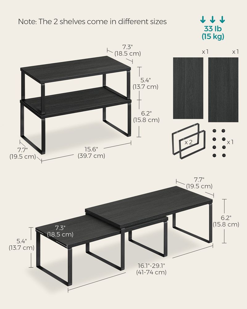 Cabinet Counter Shelves | Set of 2 Kitchen Storage Organizers