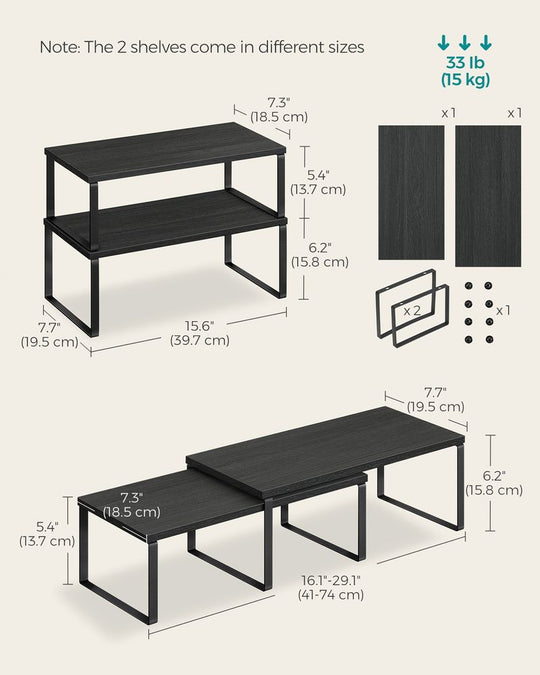 Cabinet Counter Shelves | Set of 2 Kitchen Storage Organizers