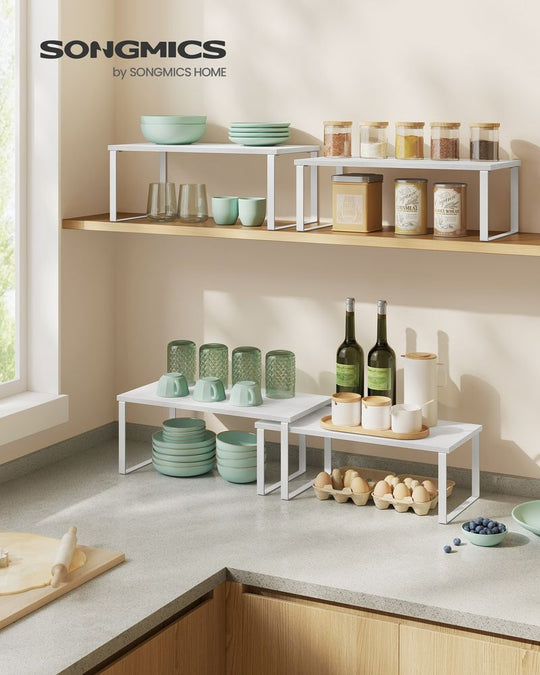Cabinet Counter Shelves | Set of 2 Kitchen Storage Organizers