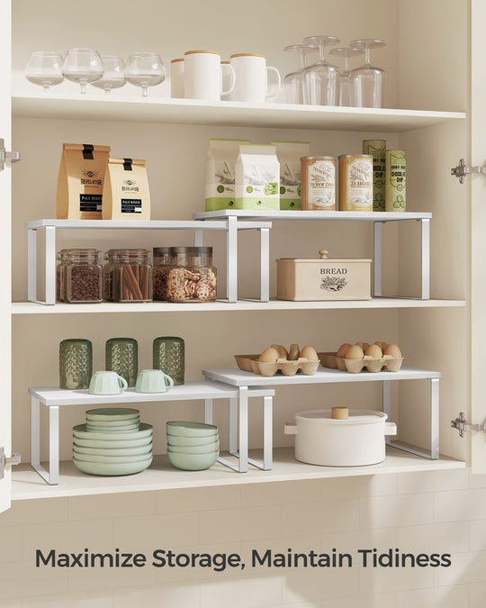 Cabinet Counter Shelves | Set of 2 Kitchen Storage Organizers