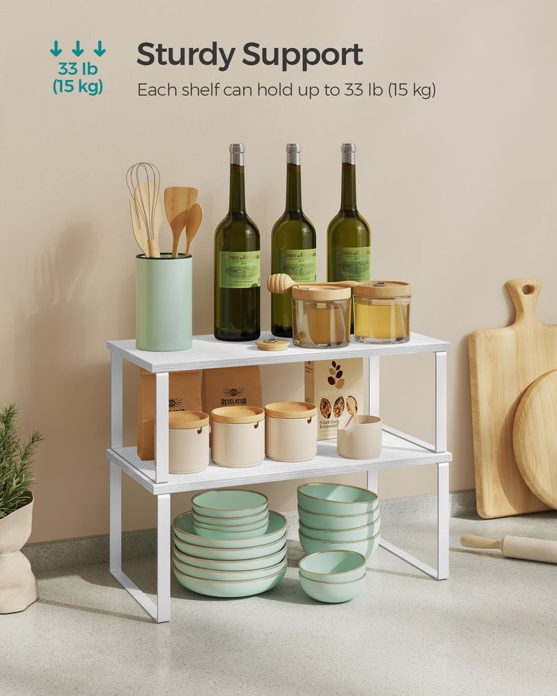 Cabinet Counter Shelves | Set of 2 Kitchen Storage Organizers