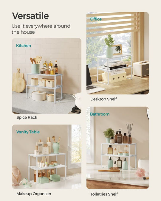 Cabinet Counter Shelves | Set of 2 Kitchen Storage Organizers