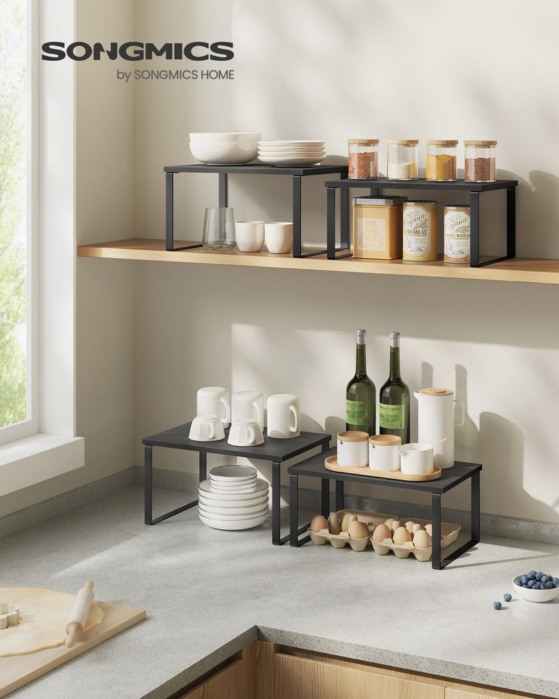 Cabinet Counter Shelves | Set of 2 Kitchen Storage Organizers