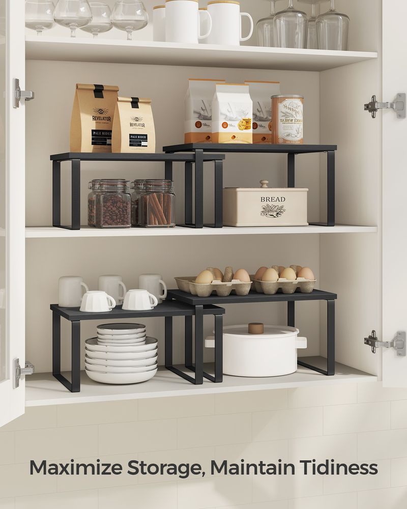 Cabinet Counter Shelves | Set of 2 Kitchen Storage Organizers
