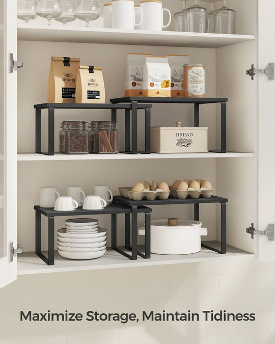 Cabinet Counter Shelves | Set of 2 Kitchen Storage Organizers