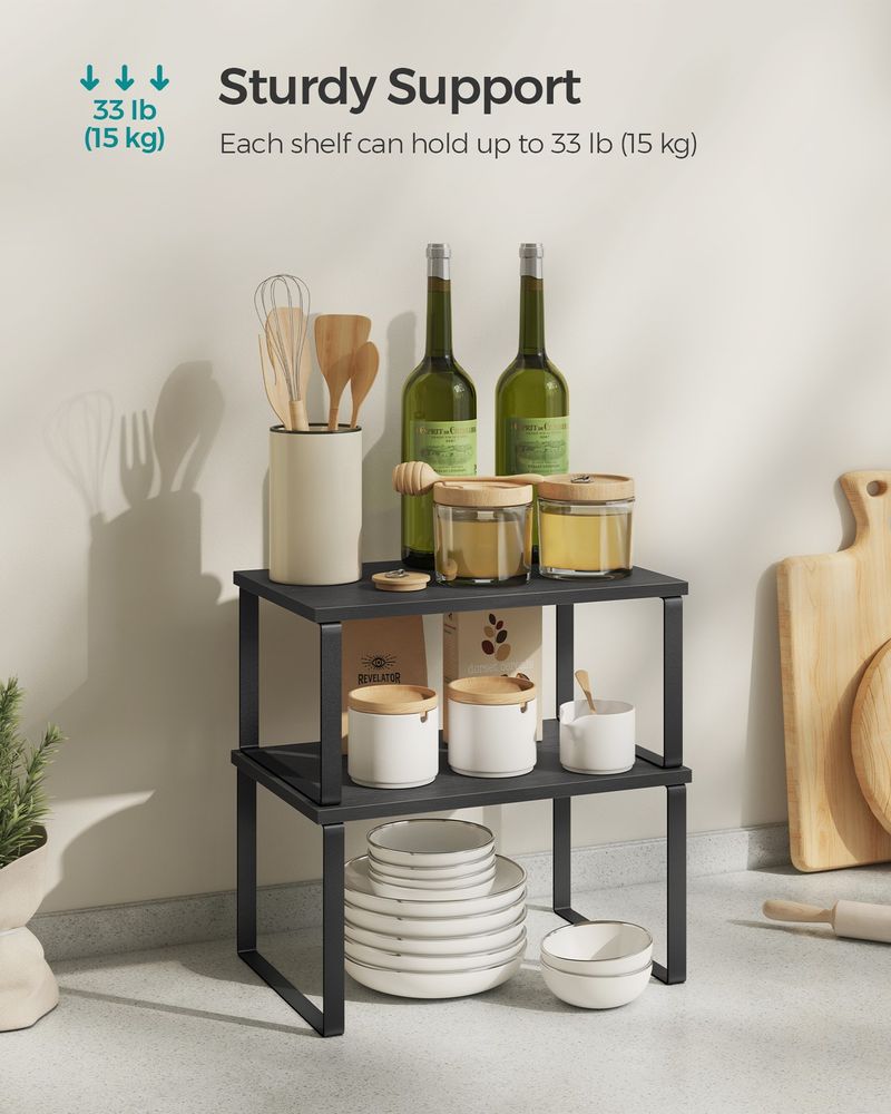 Cabinet Counter Shelves | Set of 2 Kitchen Storage Organizers