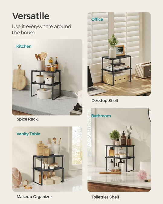 Cabinet Counter Shelves | Set of 2 Kitchen Storage Organizers