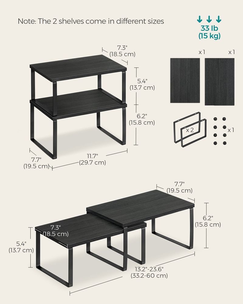 Cabinet Counter Shelves | Set of 2 Kitchen Storage Organizers